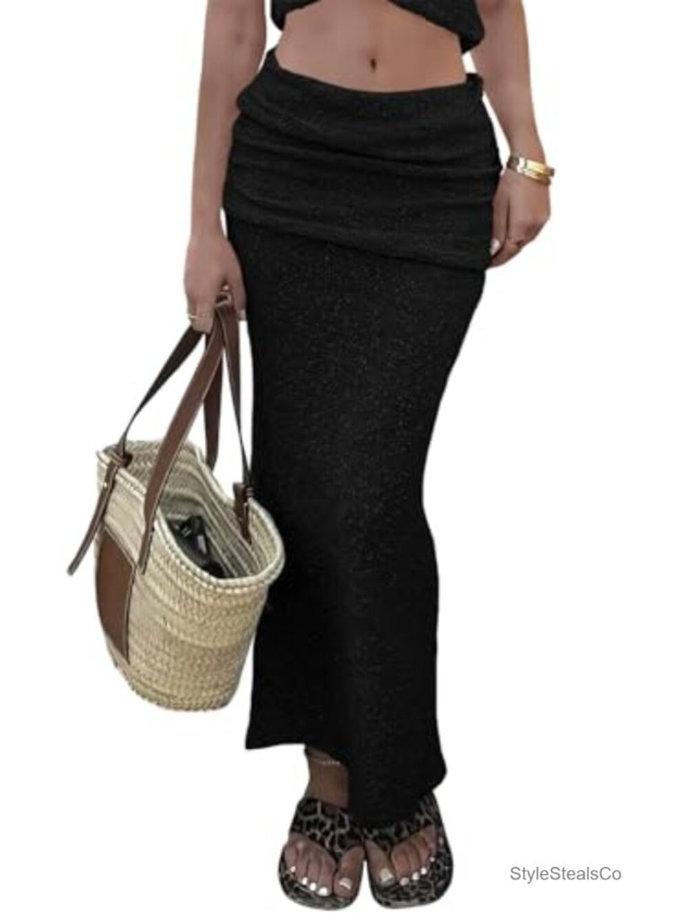 Women's Sheer Knit Maxi Skirt Cover Up High Waisted Fish Tail Swimsuit Beach